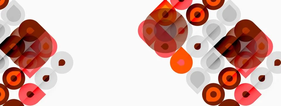 Abstract geometric pattern. Circles, squares overlap creating dynamic visual 스톡 일러스트