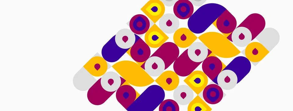 Abstract geometric pattern. Circles, squares, rectangles overlap creating Stockillustratie