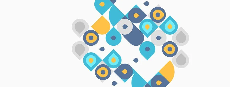 Abstract geometric pattern. Circles, squares, rounded rectangles overlap Stock Illustration