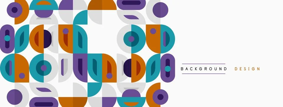 Abstract geometric pattern. Circles, squares, rectangles overlap creating イラスト素材