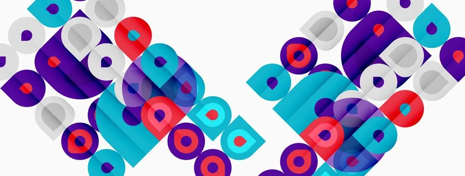 Abstract geometric pattern. Circles, squares, rectangles overlap creating Stockillustratie
