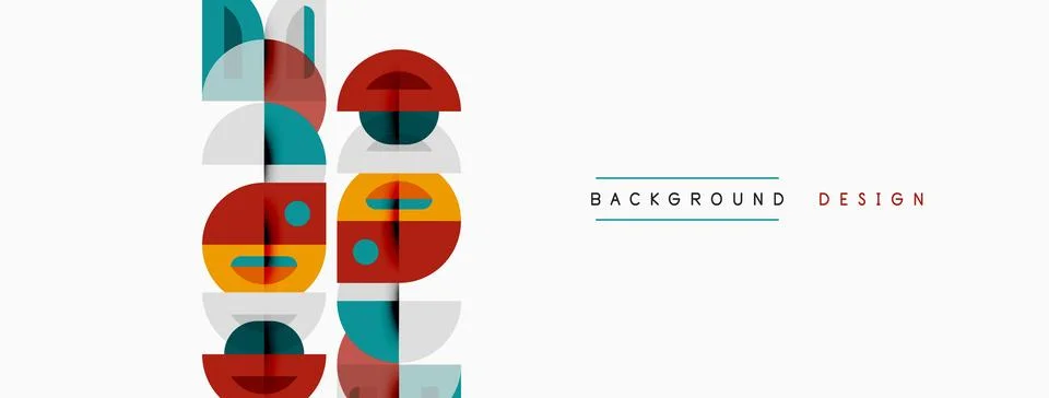 Abstract geometric pattern. Circles, squares, rectangles create modern visual Stockillustratie