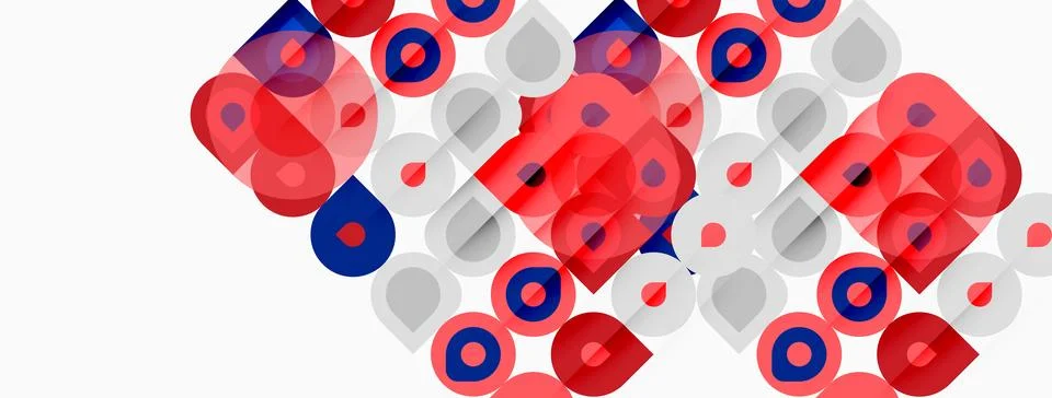 Abstract geometric pattern. Circles, squares overlap creating dynamic visual イラスト素材