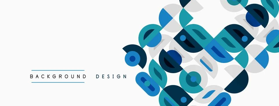 Abstract geometric pattern. Circles, squares overlap creating modern design. Stock Illustration