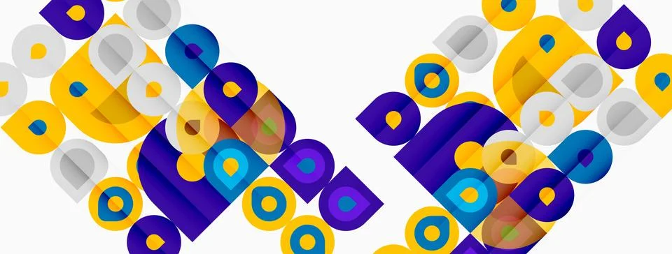 Abstract geometric pattern. Circles, squares overlap creating vibrant visual 스톡 일러스트
