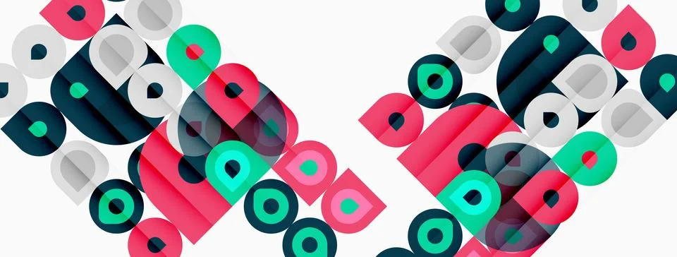 Abstract geometric pattern. Circles, squares, rectangles overlap creating イラスト素材