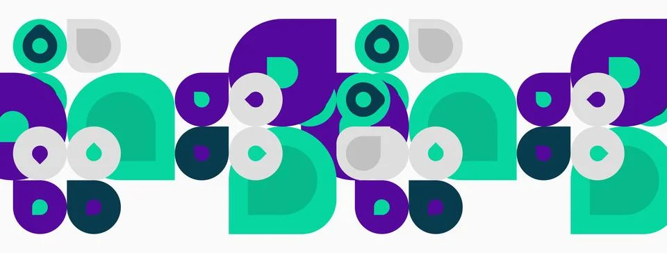 Abstract geometric pattern. Circles, squares, rounded rectangles overlap Stockillustratie