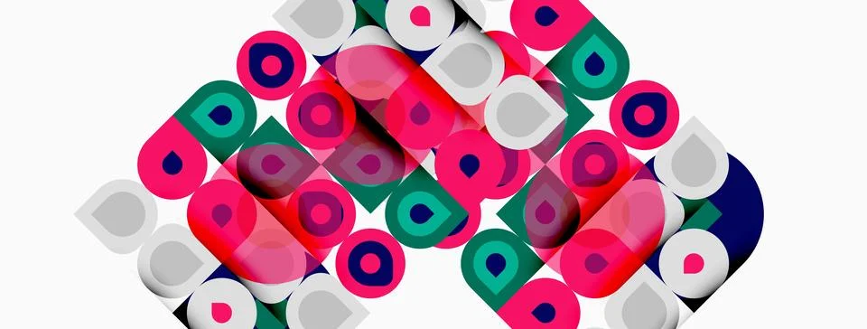 Abstract geometric pattern. Circles, squares, rectangles overlap creating イラスト素材