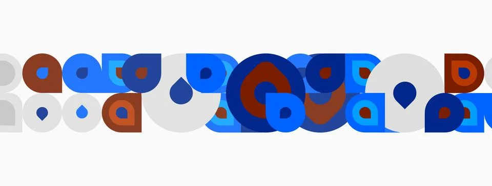 Abstract geometric pattern. Circles, squares, rectangles overlap creating Illustrazione stock