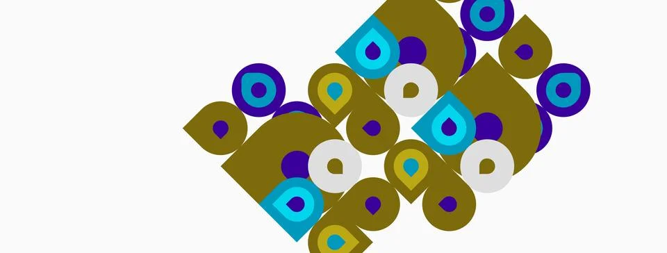 Abstract geometric pattern. Circles, squares overlap creating dynamic visual Illustrazione stock