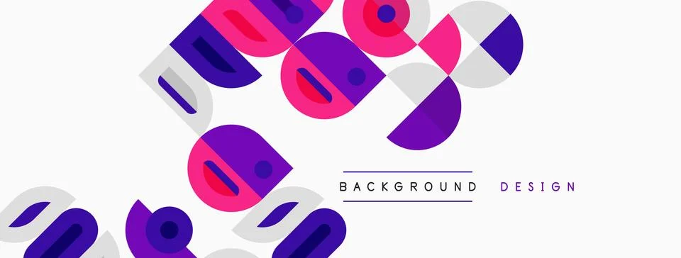 Abstract geometric pattern. Circles, squares overlap creating dynamic visual Illustrazione stock