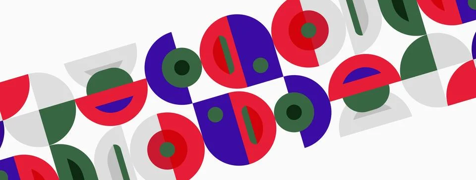 Abstract geometric pattern. Circles, squares overlap creating colorful diagon 스톡 일러스트