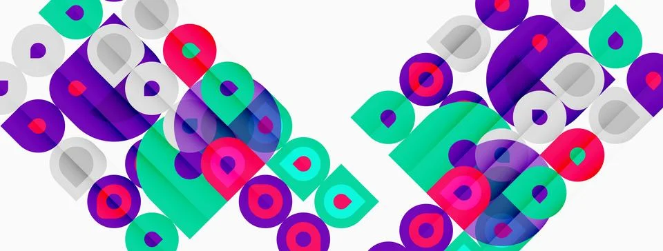 Abstract geometric pattern. Circles, squares, rectangles overlap creating イラスト素材
