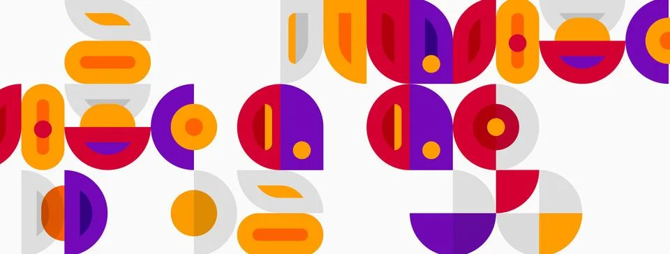 Abstract geometric pattern. Circles, squares, rectangles overlap creating イラスト素材