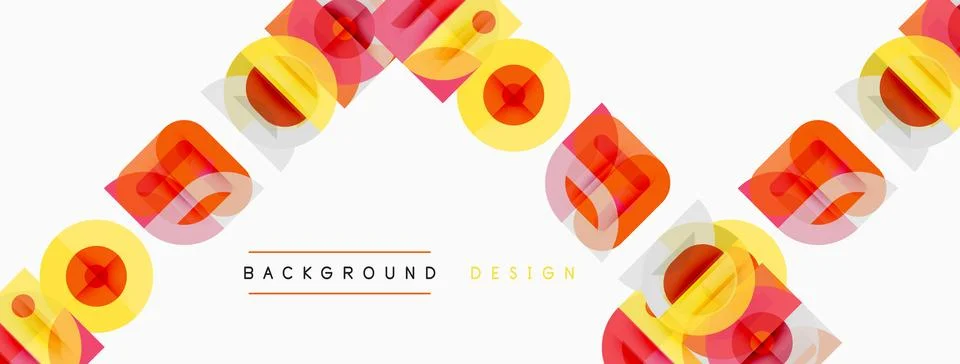 Abstract geometric pattern. Circles, squares overlap creating dynamic visual Illustrazione stock
