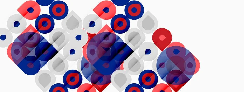 Abstract geometric pattern. Circles, squares overlap creating colorful textur Stock Illustration