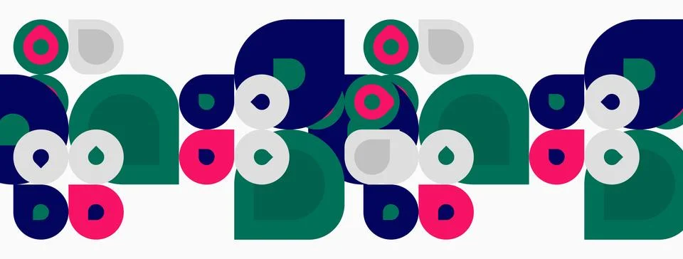 Abstract geometric pattern. Circles, squares, shapes repeat creating colorful Illustrazione stock