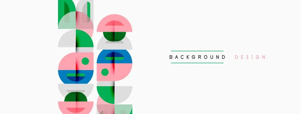 Abstract geometric pattern. Circles, squares, rectangles overlap creating イラスト素材