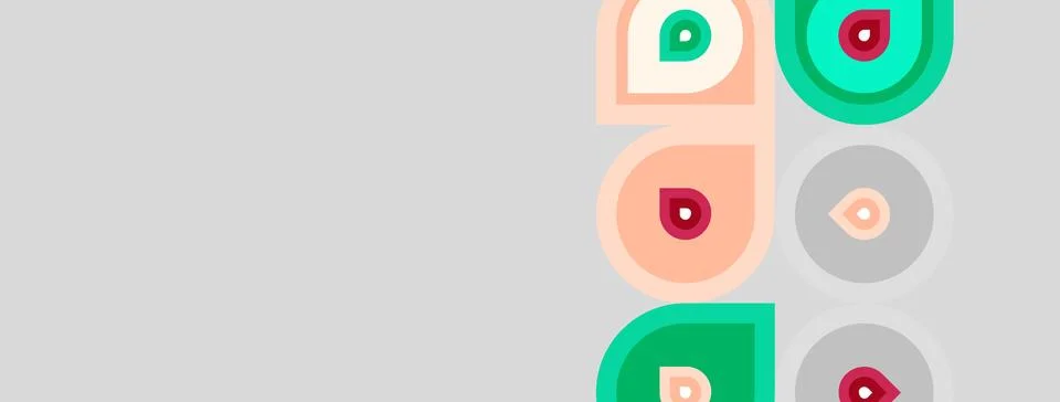 Abstract geometric pattern. Circles, squares, teardrops repeat. Soft pastel 库存插图