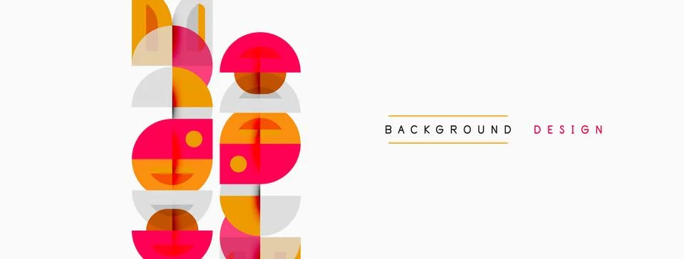 Abstract geometric pattern. Circles, squares overlap creating vibrant visual Stockillustratie