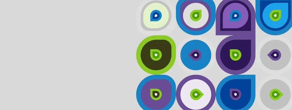 Abstract geometric pattern. Circles, squares, varying colors create modern イラスト素材