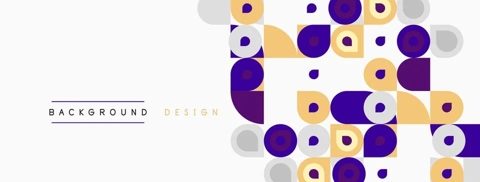 Abstract geometric pattern. Circles, squares, rectangles overlap creating m.. Illustrazione stock