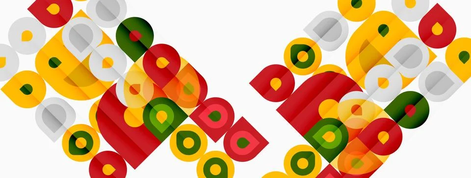 Abstract geometric pattern. Circles, squares overlap creating colorful textur Stock Illustration