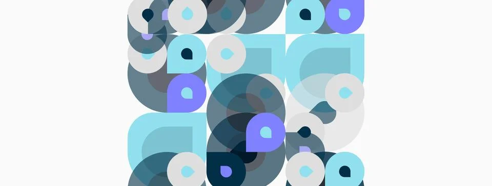 Abstract geometric pattern. Circles, squares overlap creating cool color sc.. Stock Illustration