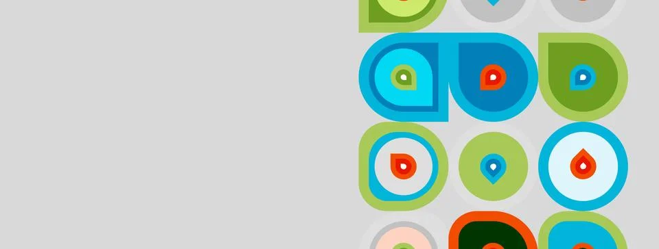 Abstract geometric pattern. Circles, teardrops overlap creating colorful de.. Illustrazione stock