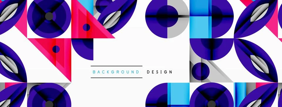 Abstract geometric pattern. Circles, triangles, squares create dynamic Stock Illustration