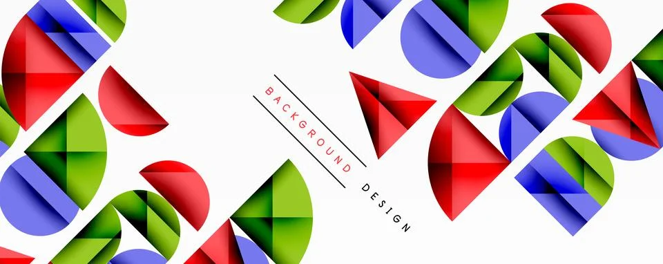 Abstract geometric pattern. Circles, triangles overlap creating dynamic Illustrazione stock