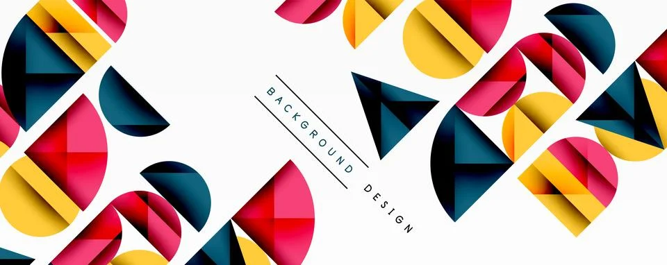 Abstract geometric pattern. Circles, triangles overlap creating vibrant colorful Stock Illustration