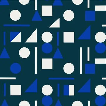 Abstract Geometric Pattern with Circles Triangles and Squares. Illustrazione stock