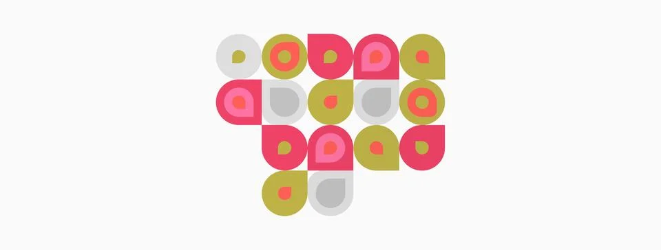Abstract geometric pattern. Circles, varying colors, arranged randomly on bei 스톡 일러스트