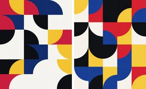Abstract geometric pattern with circular segments and primary colors for mo.. Stock Illustration