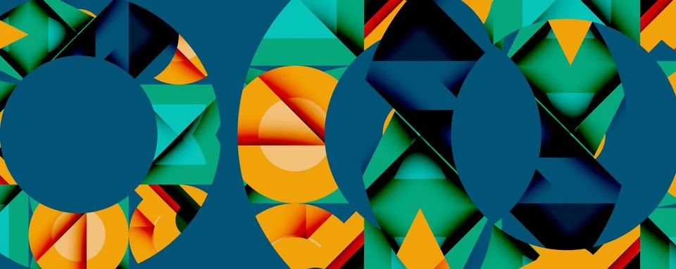 Abstract geometric pattern. Circular shapes overlap, vibrant colors create Stock Illustration