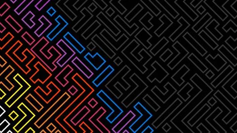 Abstract Geometric Pattern with Color Gradient on Black Background Stock Illustration