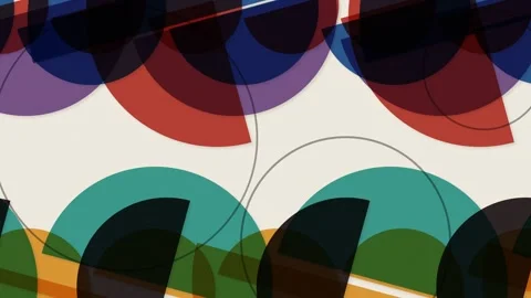 Abstract geometric pattern with colorful circles and shapes. 2d animation 库存影片 342728660