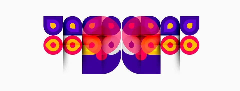 Abstract geometric pattern. Colorful circles, squares, rectangles create pl.. 스톡 일러스트