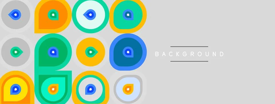 Abstract geometric pattern. Colorful circles, squares, rectangles create vi.. 스톡 일러스트