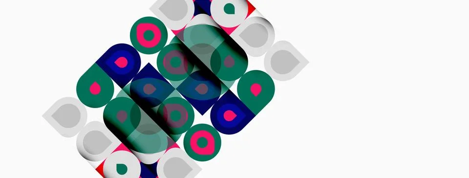 Abstract geometric pattern. Colorful circles overlap, creating dynamic visual 스톡 일러스트