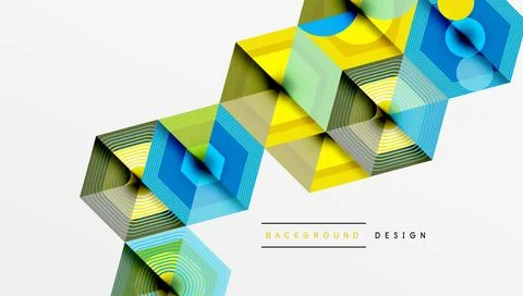 Abstract geometric pattern. Colorful cubes create dynamic visual flow. Modern Stockillustratie