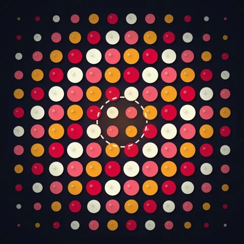 Abstract Geometric Pattern of Colorful Dots in Circle on Dark Background Stock Footage 348199850