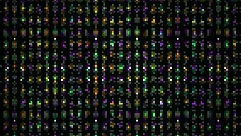 Abstract Geometric Pattern of Colorful Glowing Particles on Black Background. Stock Footage 333913792