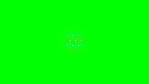 Abstract geometric pattern of colorful glowing hexagons on green background Stock Footage 340903720