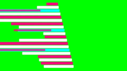 Abstract geometric pattern with colorful horizontal bars on green background Stock Footage 340264916