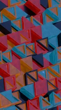 Abstract Geometric Pattern with Colorful Interlocking Triangles.. 스톡 일러스트