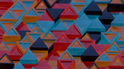 Abstract Geometric Pattern with Colorful Interlocking Triangles.. Stock Illustration