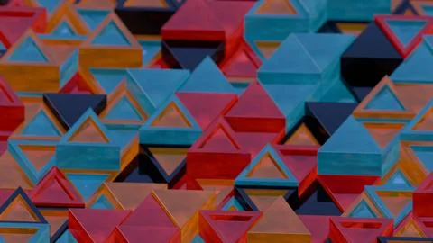 Abstract Geometric Pattern with Colorful Interlocking Triangles.. Stock Illustration