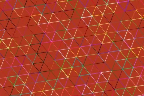 Abstract geometric pattern with colorful lines on red background Stock Illustration